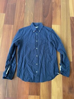 GAP Men's Navy Button-Down Cotton Shirt